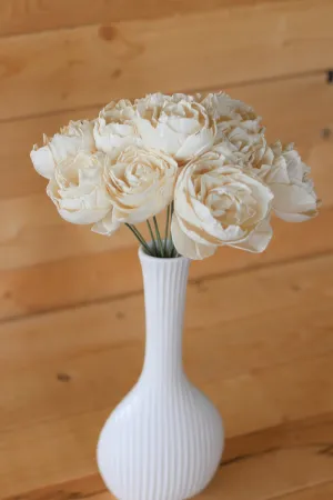 12 Stemmed Peony Wood Flowers