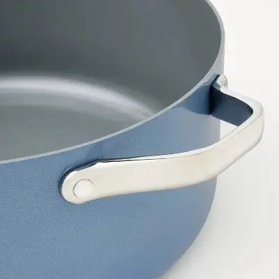 8qt Nonstick Ceramic Coated Aluminum Wide Stock Pot Blue - Figmint