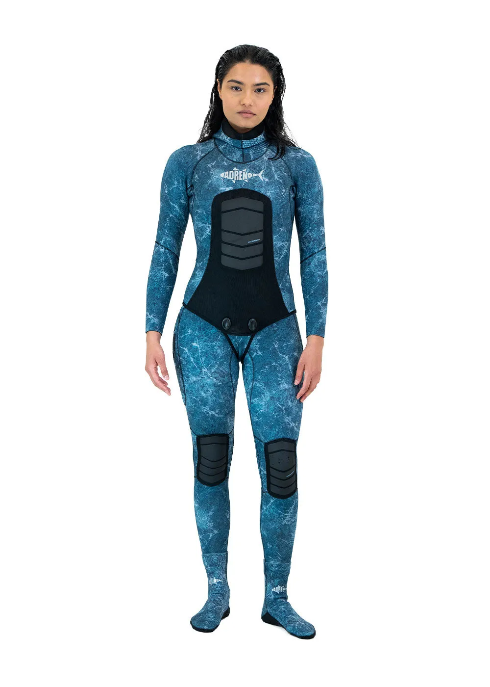 Adreno Womens Ascension 3.5mm Two Piece Wetsuit, Diving Gloves, Diving Socks - Combo