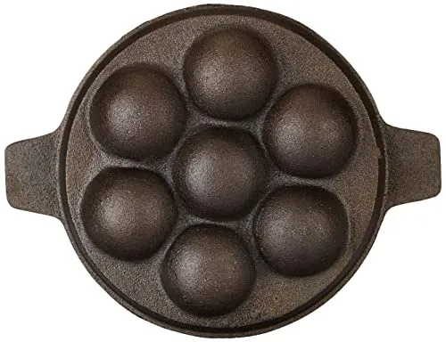 Amazon Brand - Solimo Pre-Seasoned Cast Iron Paniyarkal 7 Hole