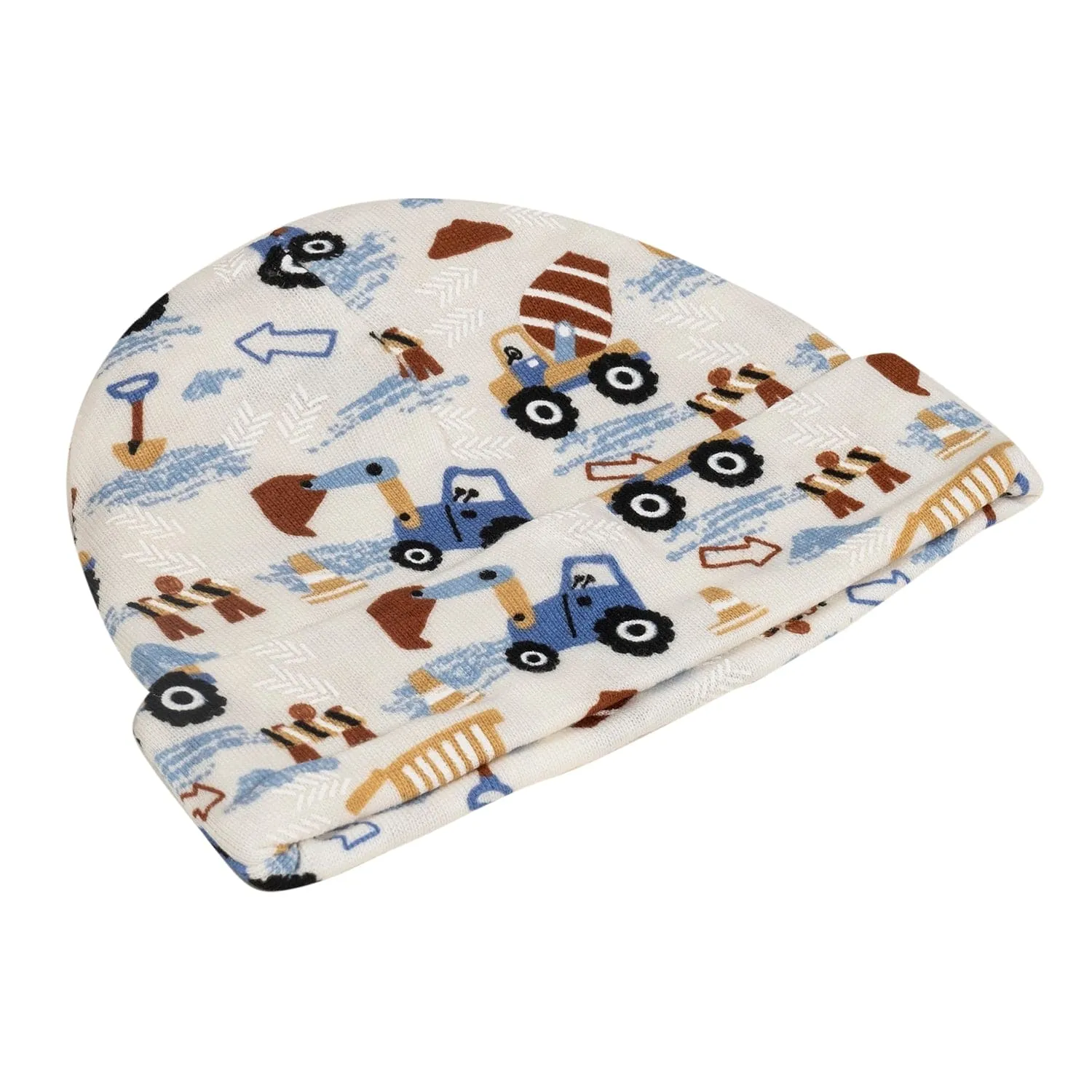 Baby Moo Construction Truck Infants Ultra Soft 100% Cotton All Season Pack of 5 Caps - Blue