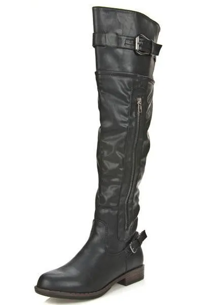 Black Over-the-knee Flat Boots