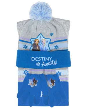 Disney Frozen 2 "Destiny Awaits" Bobble Hat, Scarf & Gloves Set