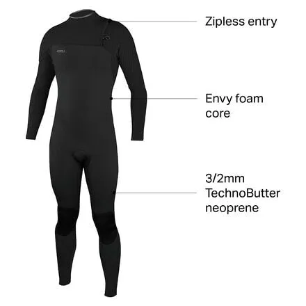 Hyperfreak Comp 3/2 Men's Full Zipless Wetsuit O'Neill, Black