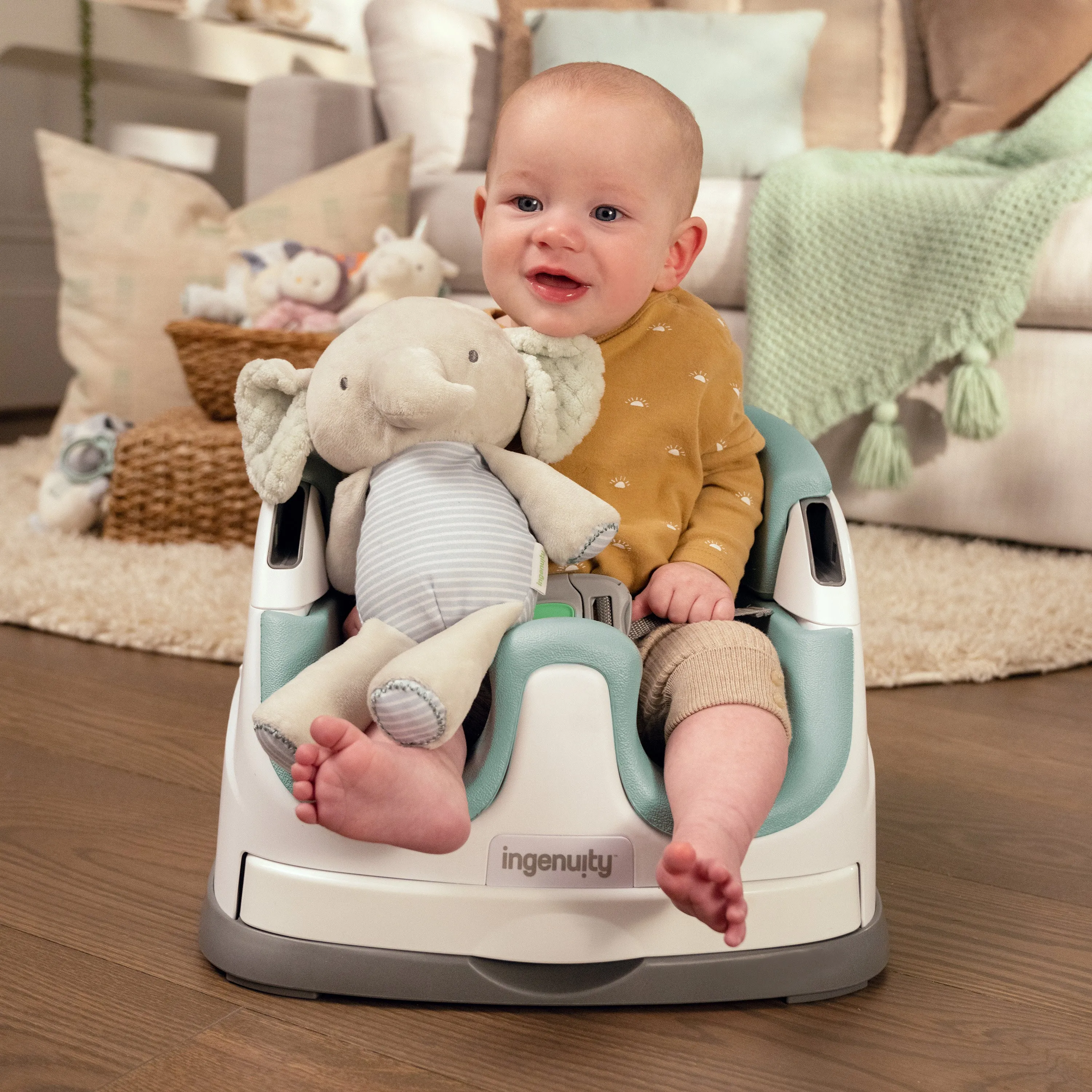 Ingenuity Baby Base 2-in-1 Booster Feeding and Floor Seat, Mist