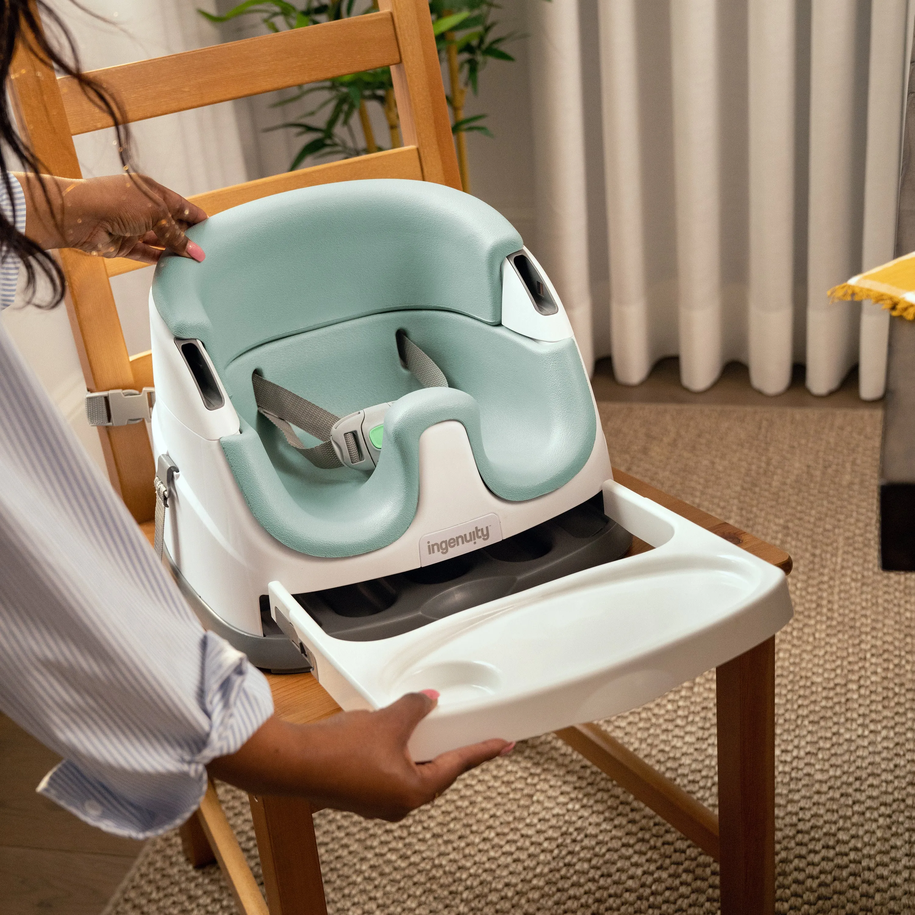 Ingenuity Baby Base 2-in-1 Booster Feeding and Floor Seat, Mist