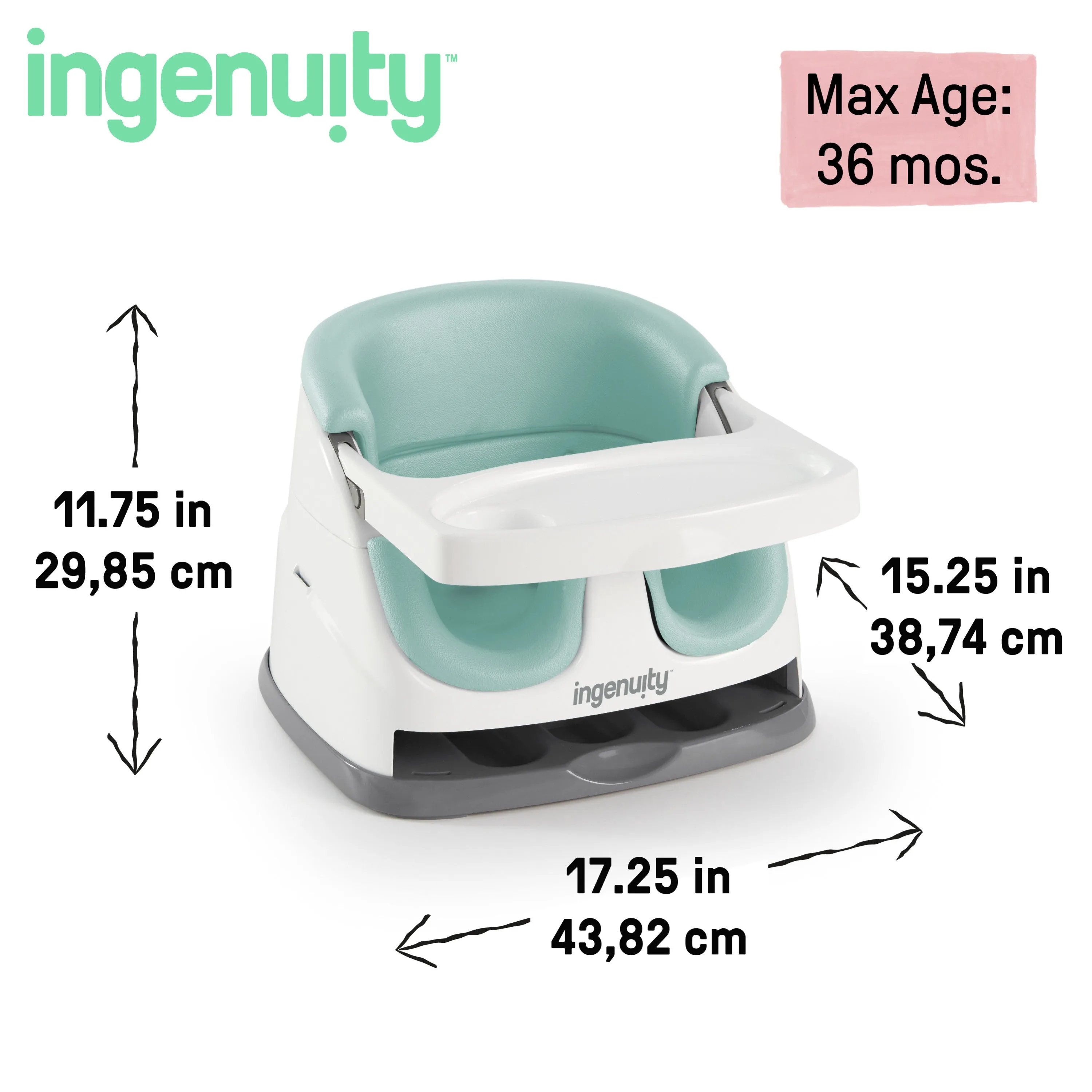 Ingenuity Baby Base 2-in-1 Booster Feeding and Floor Seat, Mist