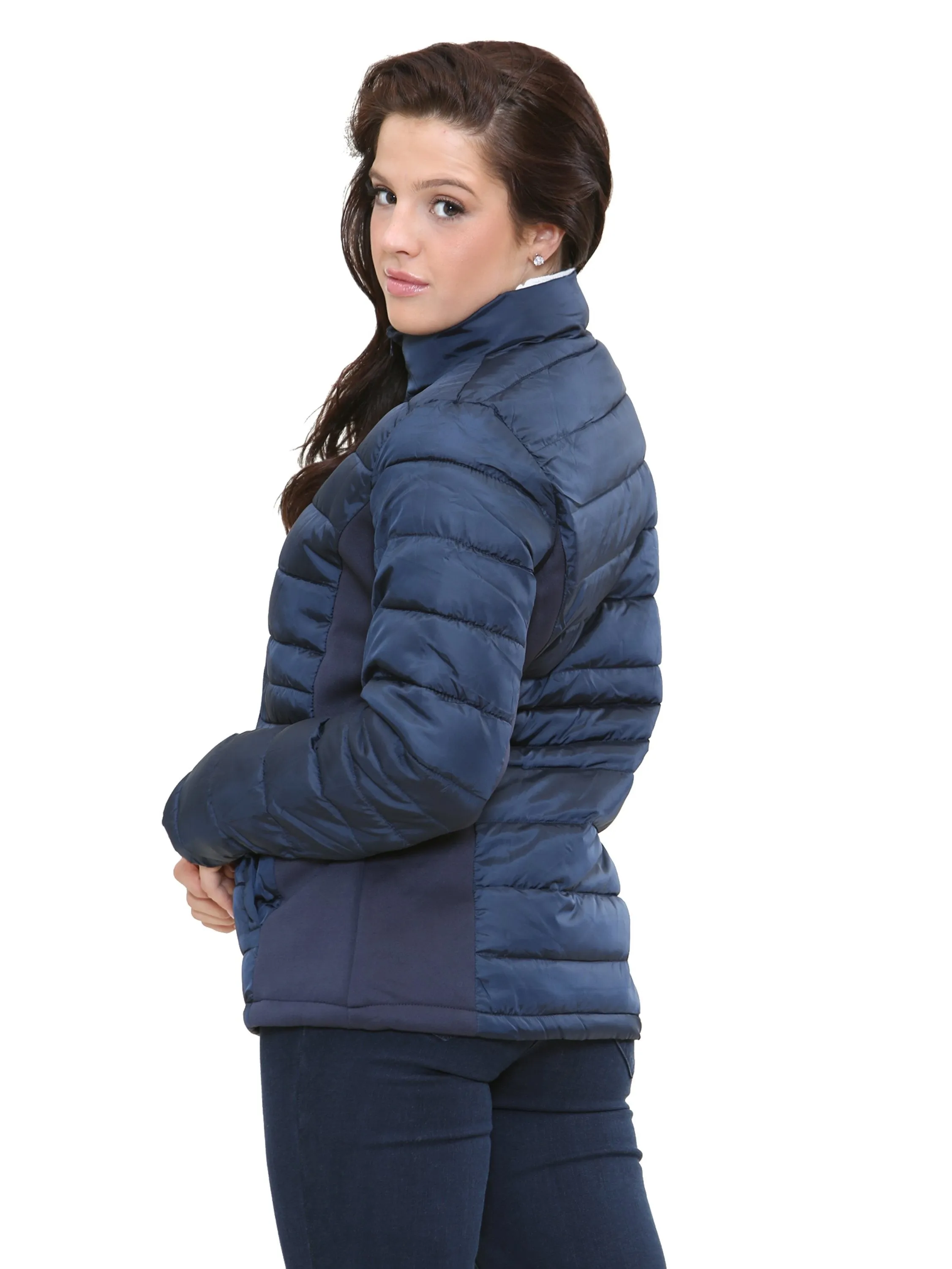 Kruze | Womens Collared  Puffer  Zip Up Winter Jacket