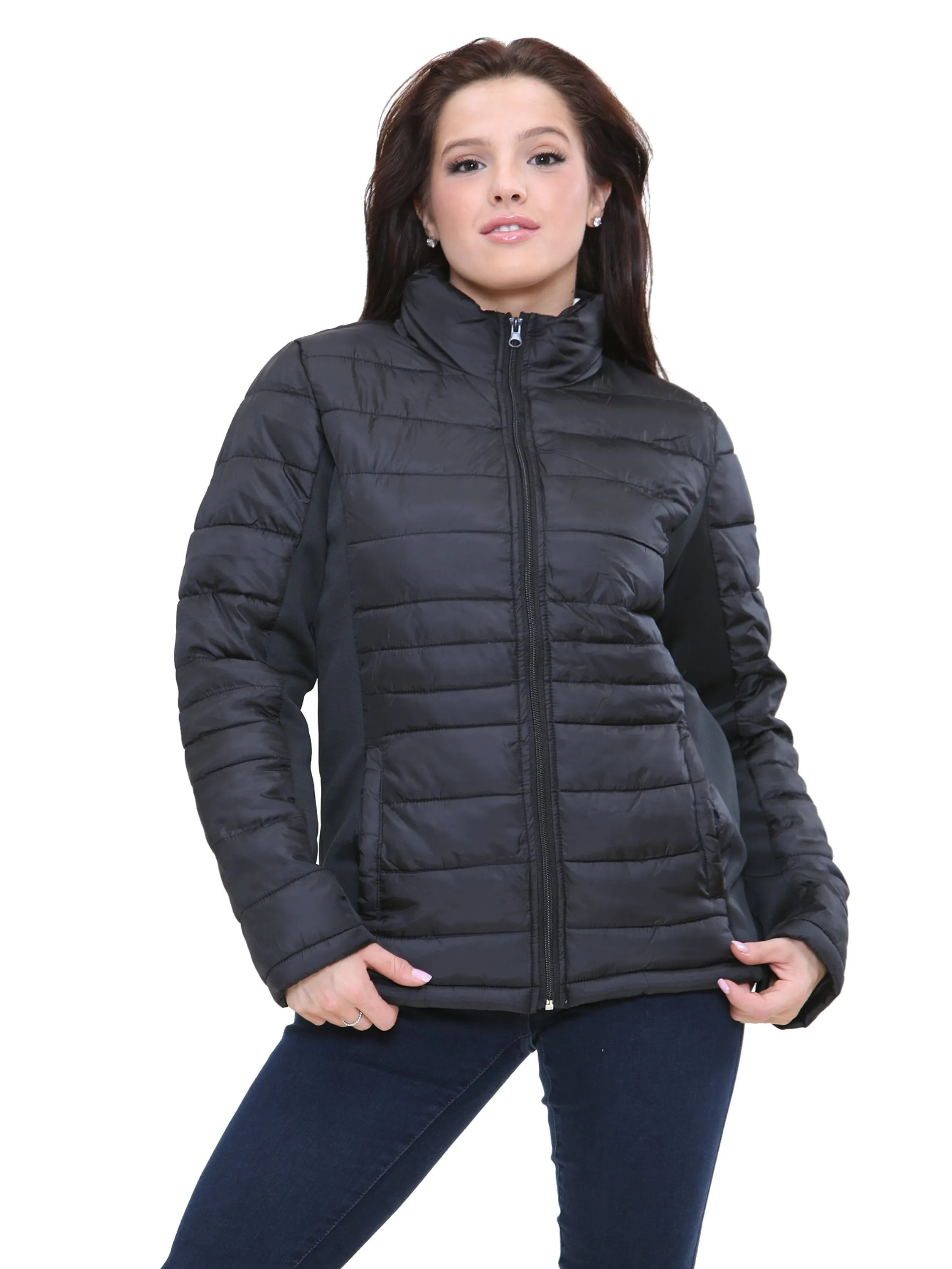 Kruze | Womens Collared  Puffer  Zip Up Winter Jacket