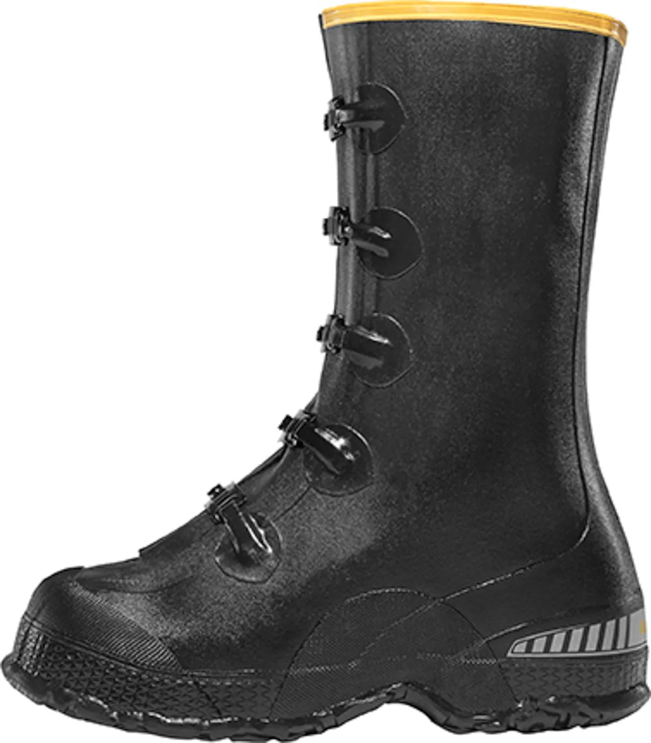 LaCrosse Mens ZXT Buckle Deep Heel Overshoe 14in Black Rubber Work Boots