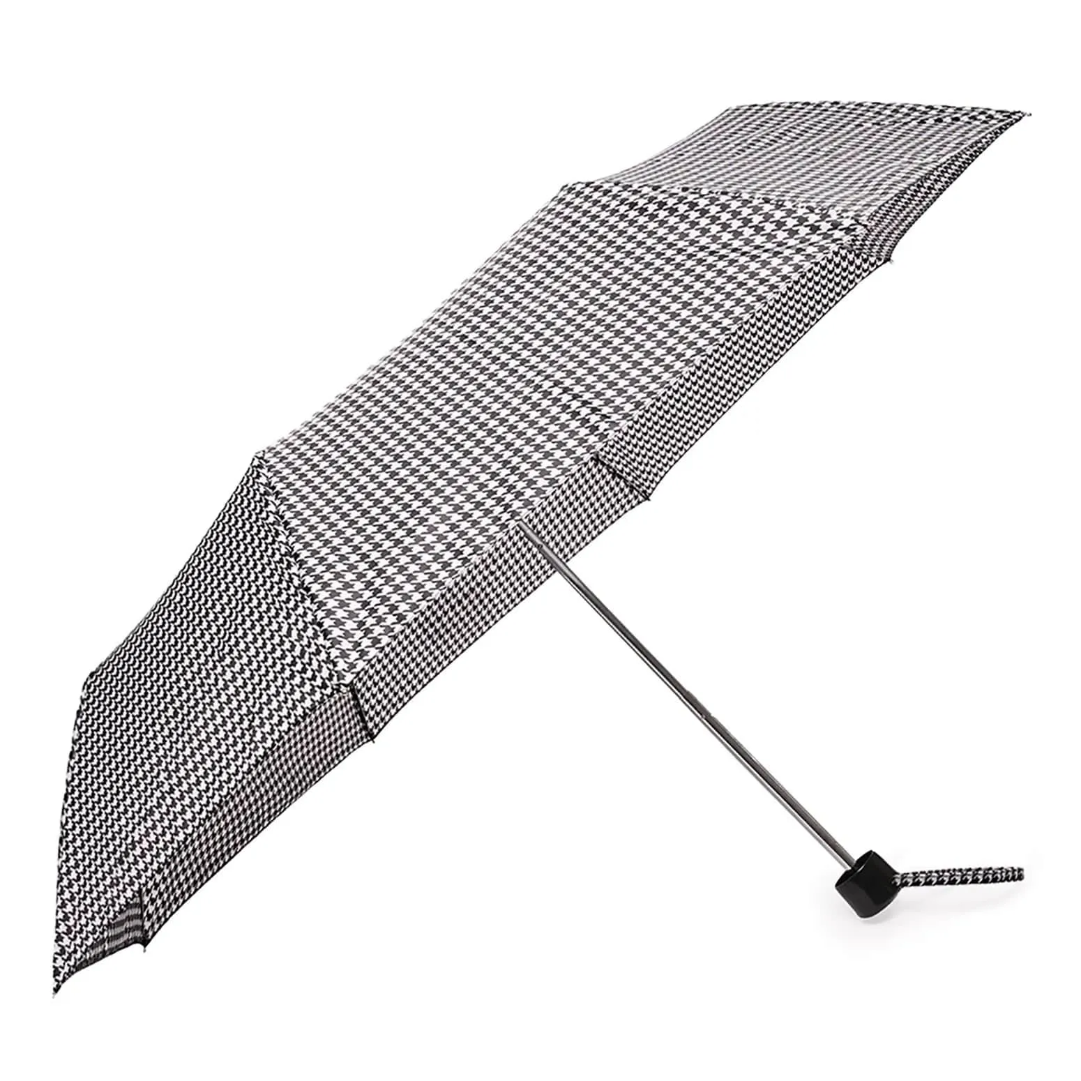 Ladies Dogtooth Supermini Umbrella Manual Brolly Black White