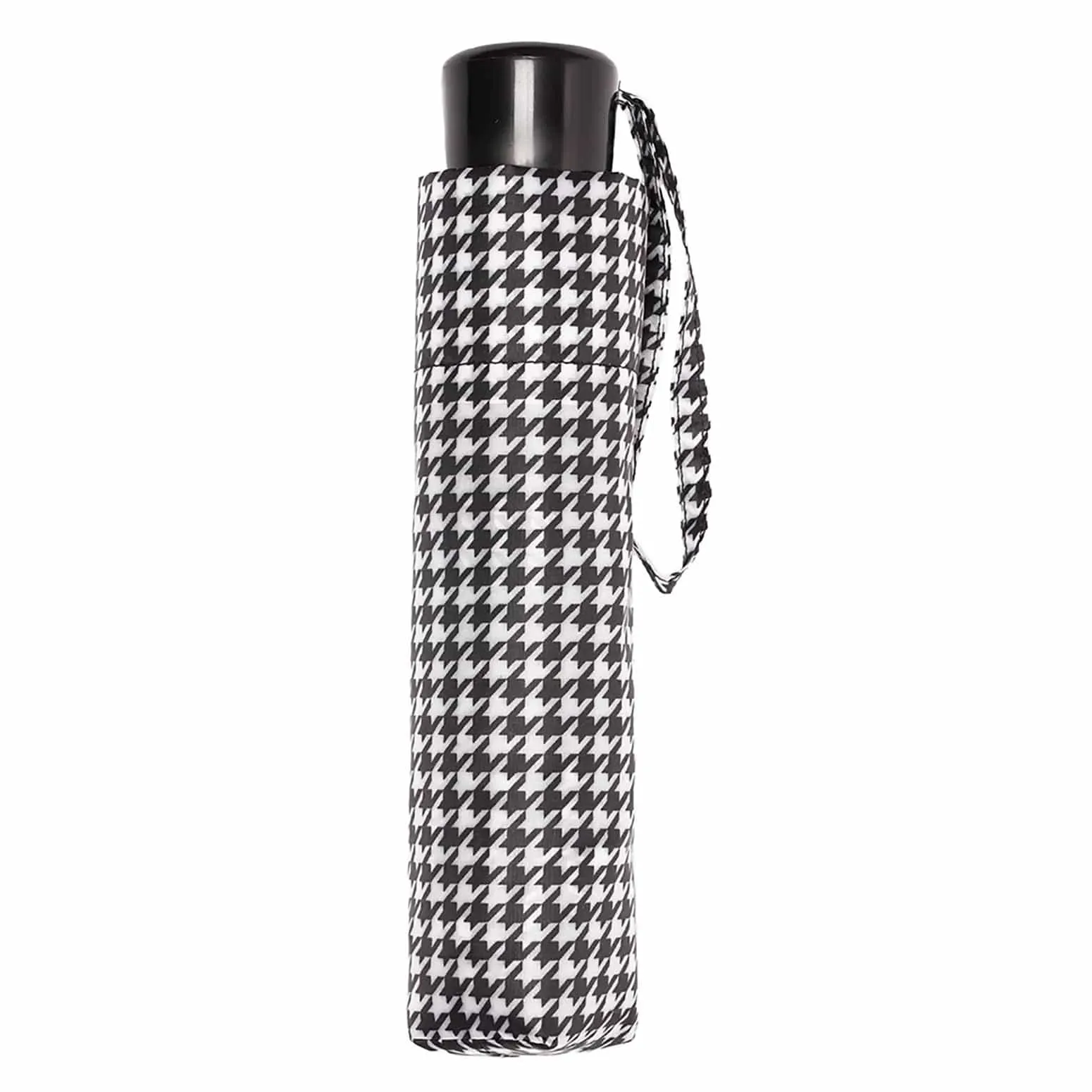 Ladies Dogtooth Supermini Umbrella Manual Brolly Black White