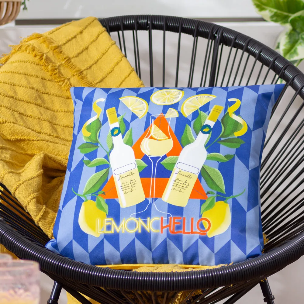 Limoncello Abstract Outdoor Cushion Blue