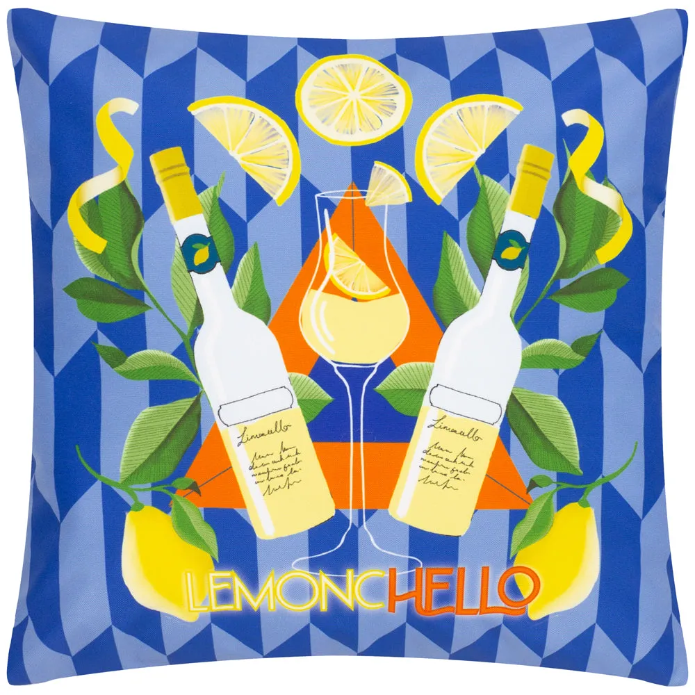 Limoncello Abstract Outdoor Cushion Blue