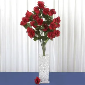 Long Stem Rose Bush Artificial Silk Flowers - Black / Red