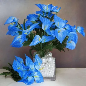 Mini Calla Lily Bush Artificial Silk Flowers - Royal Blue