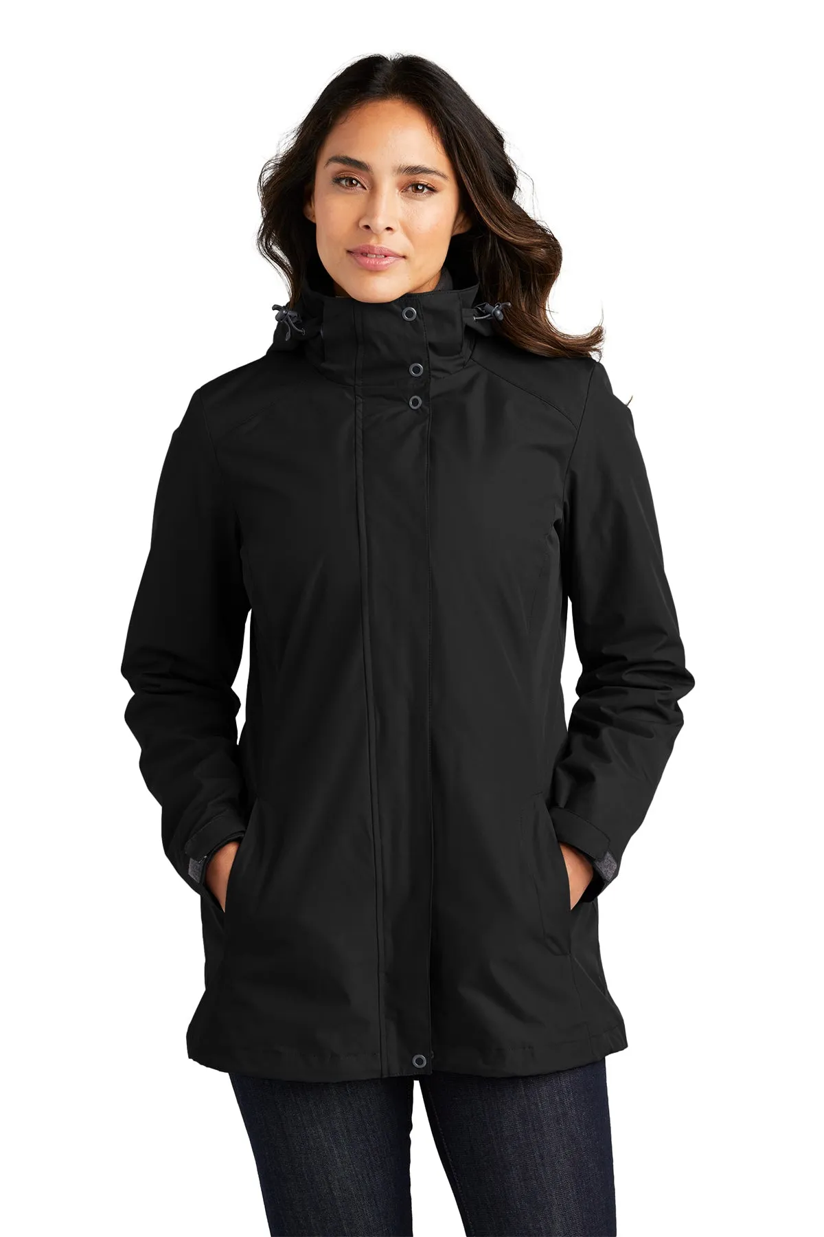 Port Authority Ladies All-Weather 3-in-1 Branded Jackets, Black