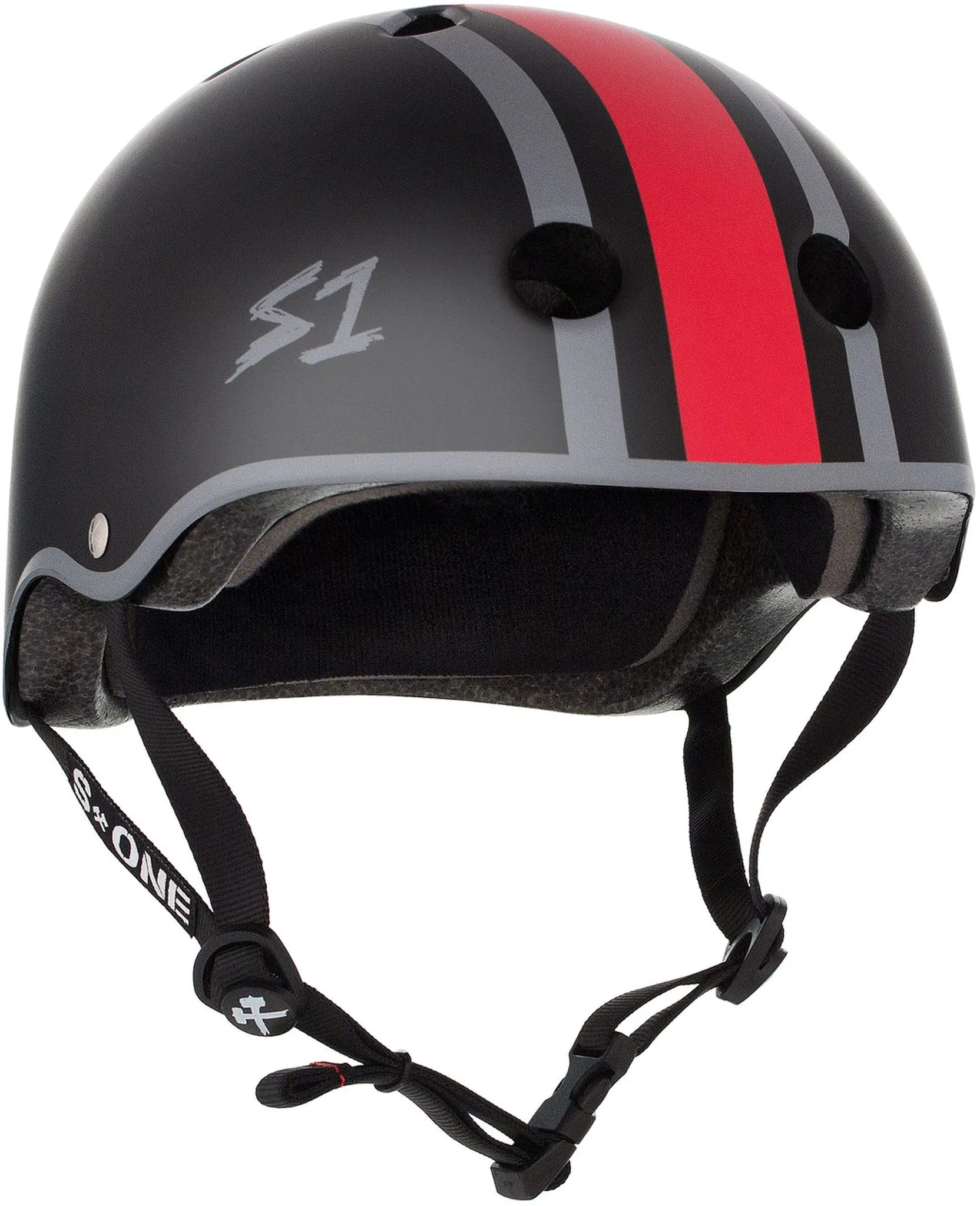 S1 Lifer Helmet - Eddie Elguera-Black Matte/Red & Grey Stripes