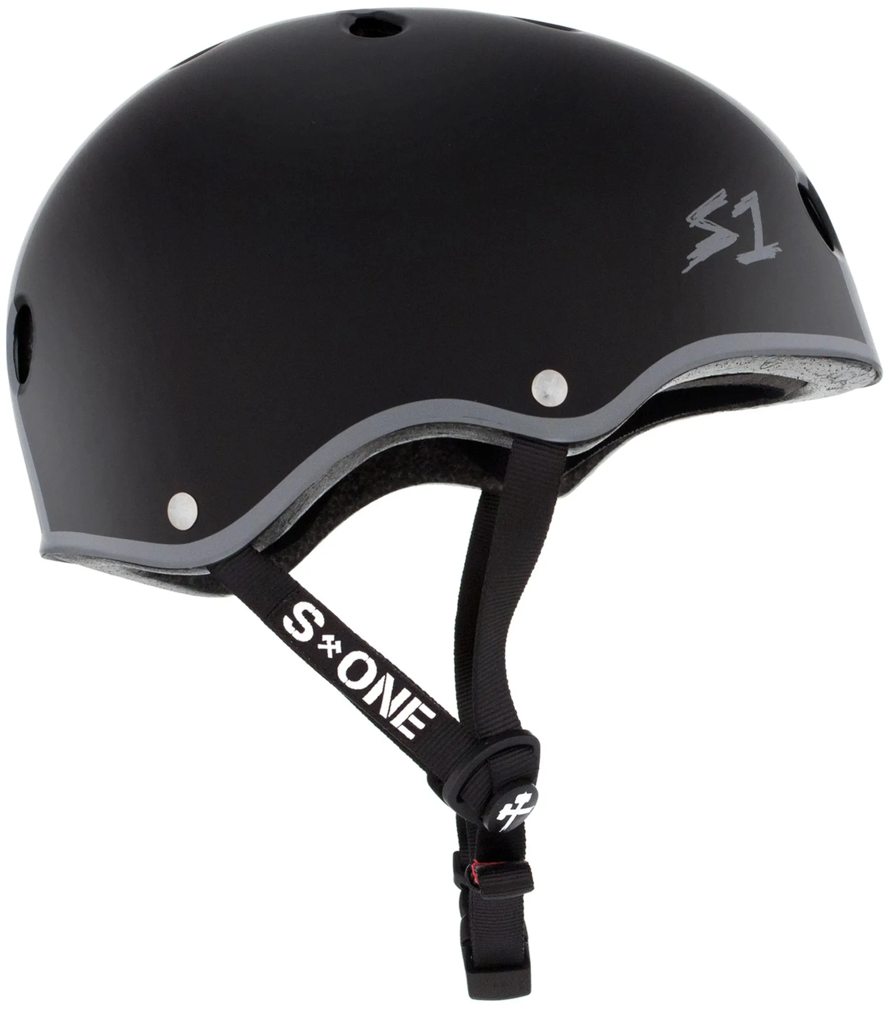 S1 Lifer Helmet - Eddie Elguera-Black Matte/Red & Grey Stripes