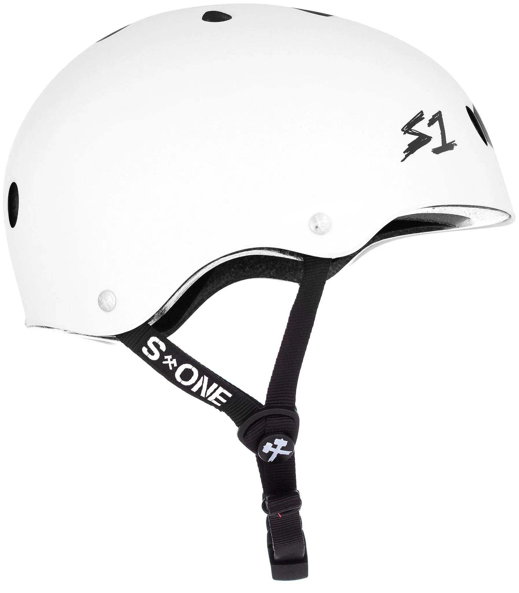 S1 Lifer Helmet - White Gloss/Black Stripes