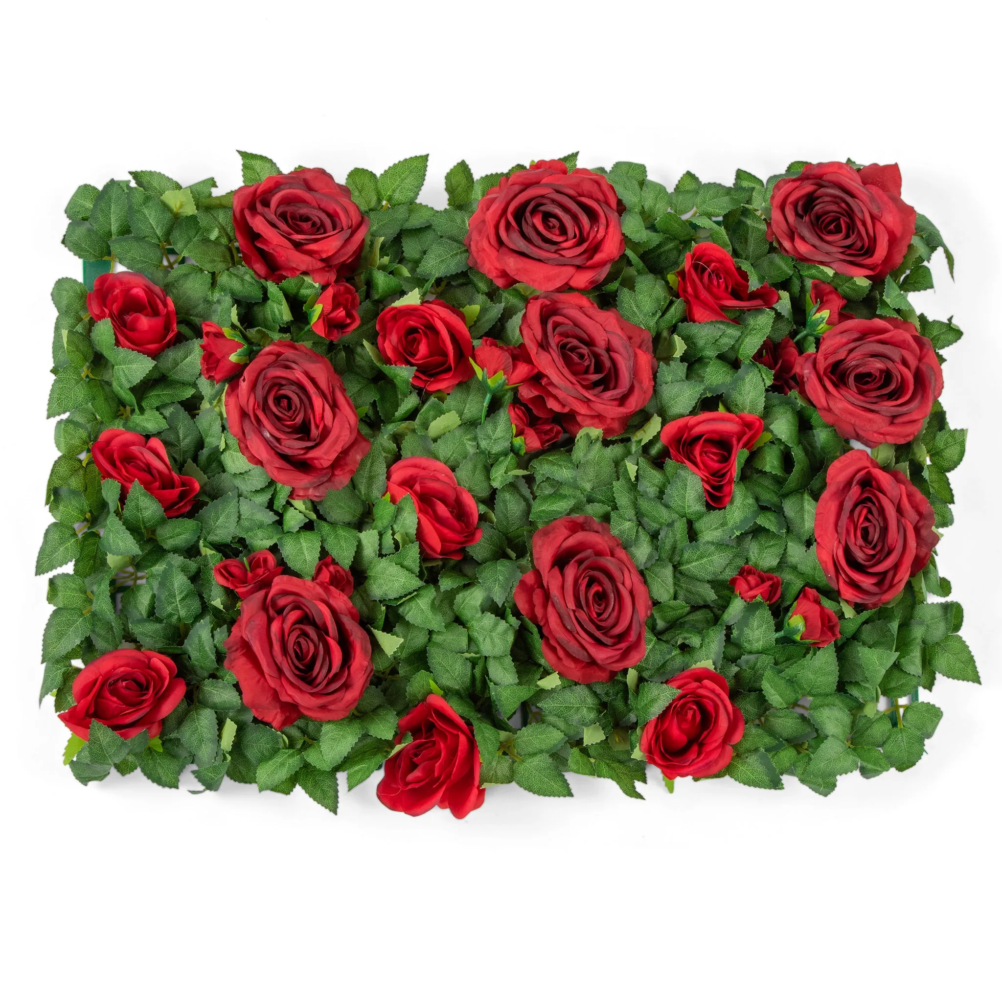 Silk Greenery with Roses Wall Backdrop Panel - Apple Red