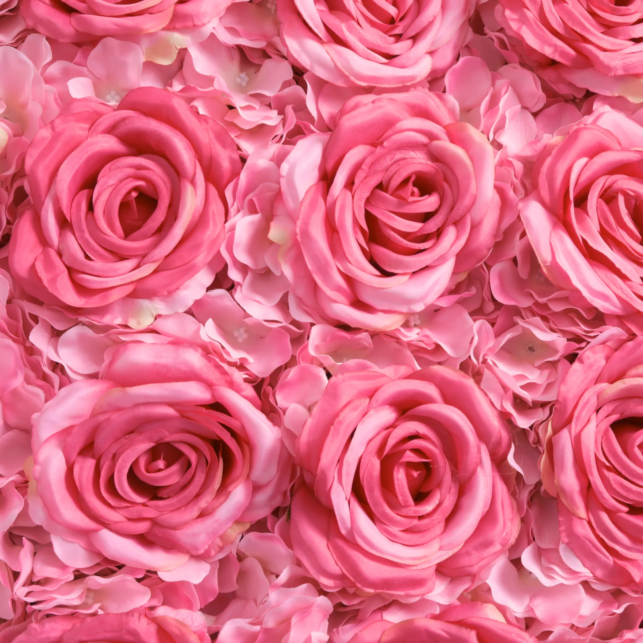 Silk Roses/Hydrangeas Flower Wall Backdrop Panel - Fuchsia