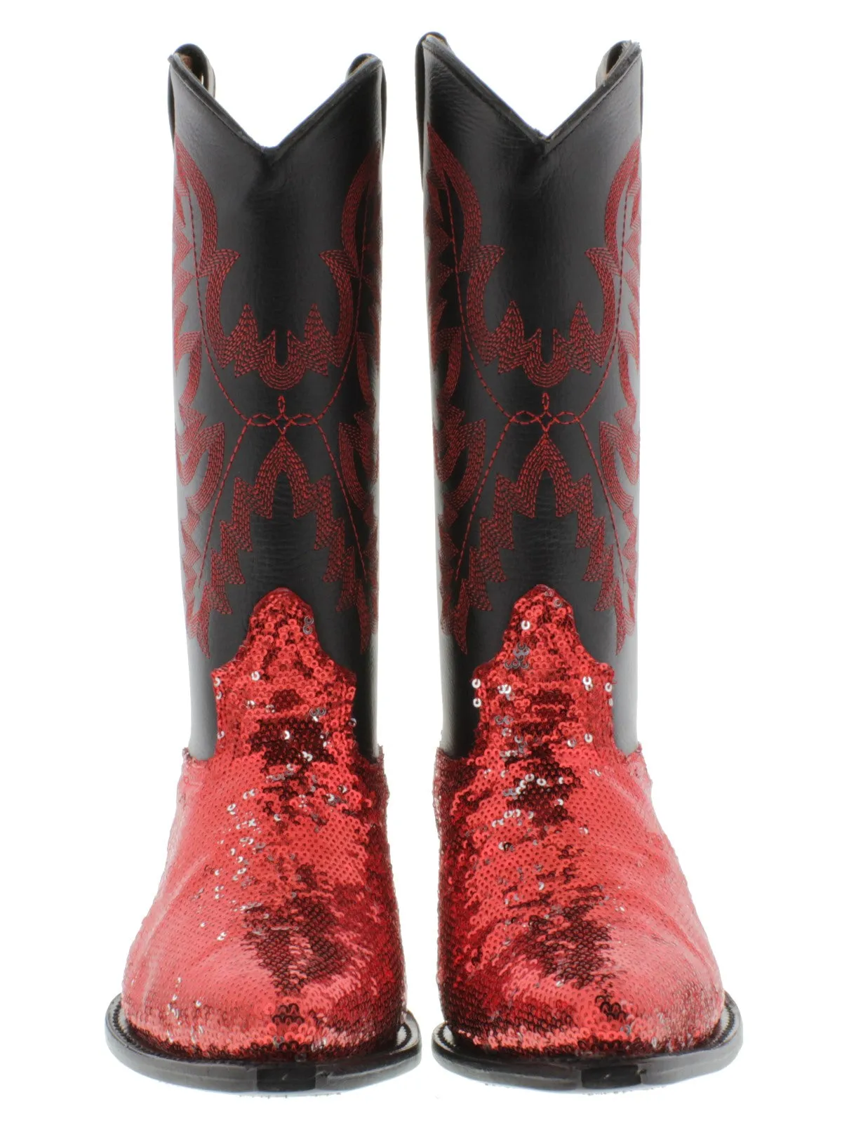 Women's Red Sequins Western Rodeo Cowboy Boots Snip Toe